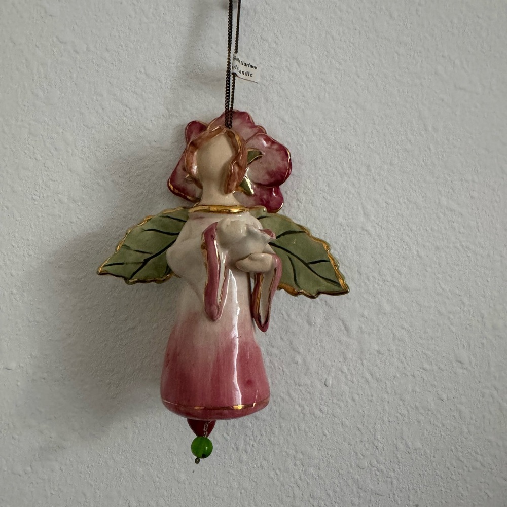 Vintage Blue Sky Clayworks Heather Goldmine 2002 Spring Sunshine Angel Ornament.